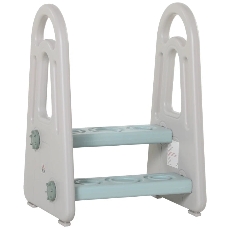 Kids Toddler Step Stool Ladder Kitchen Helper for Toilet Potty Training Bathroom Sink Bedroom Blue and Grey