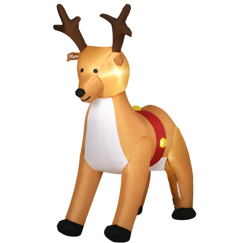 6ft Christmas Inflatable Reindeer Decoration Xmas Indoor Outdoor Fun w/ Lights Accessories Holiday Blow Up Decor Animal