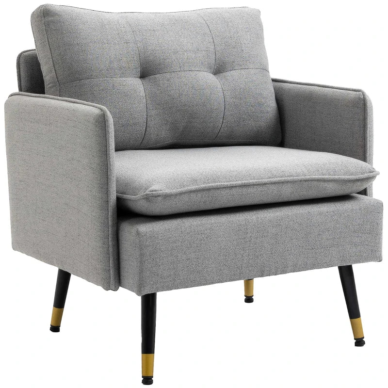 Modern Accent Chair, Upholstered Button Tufted Occasional Chair for Living Room and Bedroom, Grey