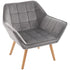 Armchair Accent Chair, Vanity Chair with Wide Arms, Slanted Back, Padding, Metal Frame, Wooden Legs, Home Bedroom Furniture Seating, Grey