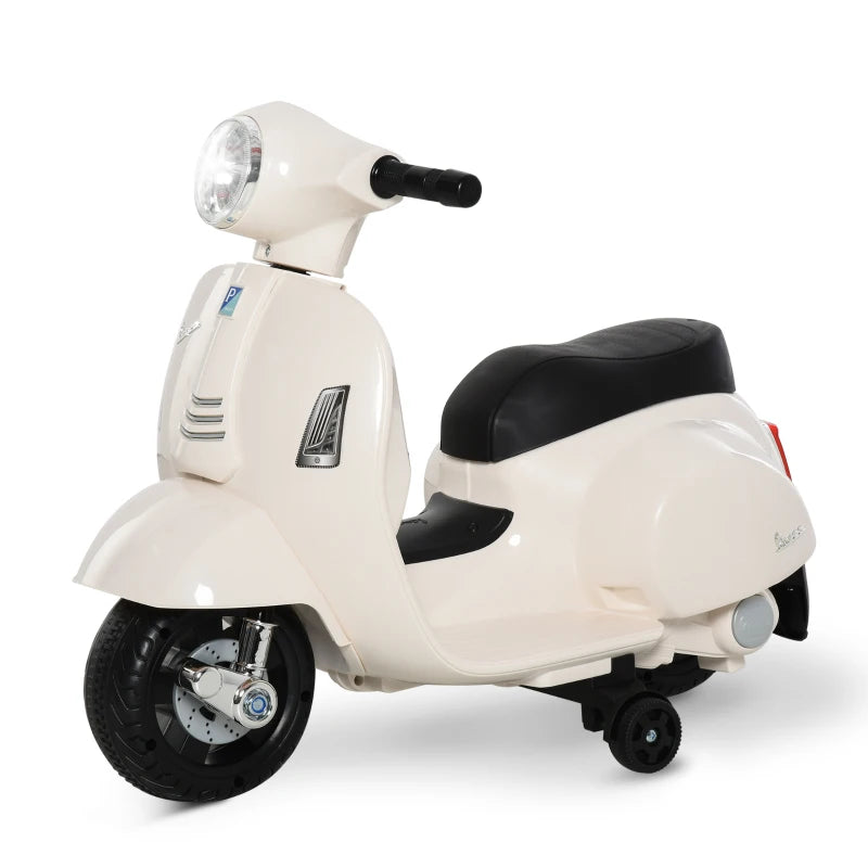 Vespa Licensed 6V Kids Electric Motorbike Ride On Motorcycle Battery Powered for 18-36 Months with Horn Headlight White