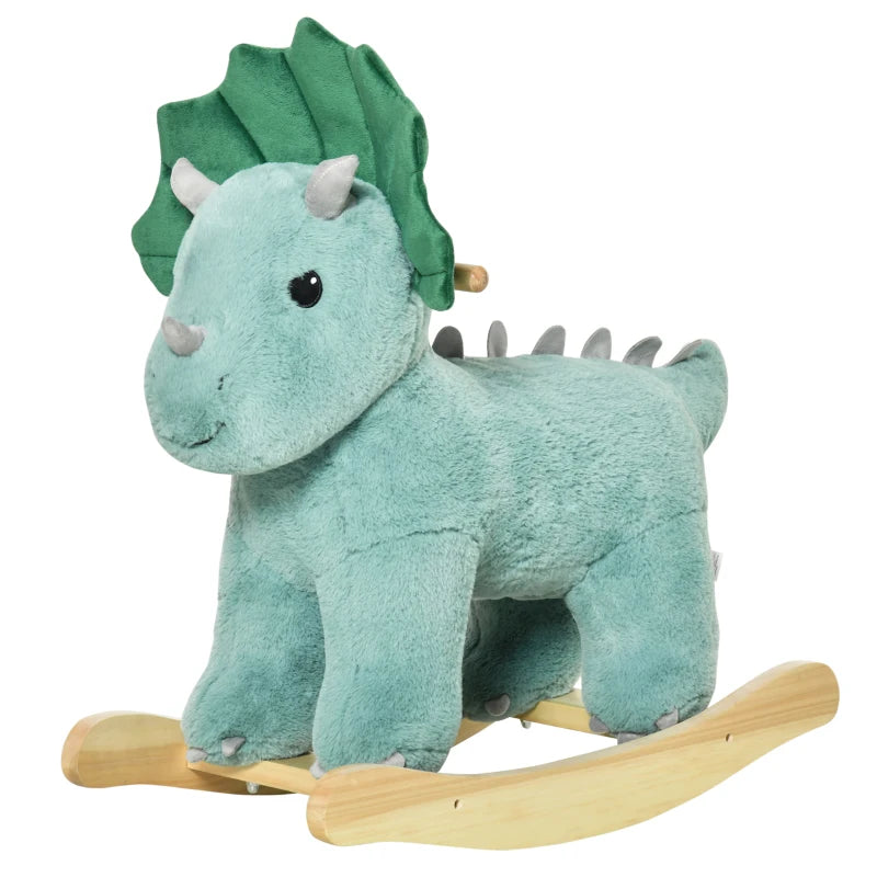 Plush Ride-On Rocking Dinosaur, with Sound - Green