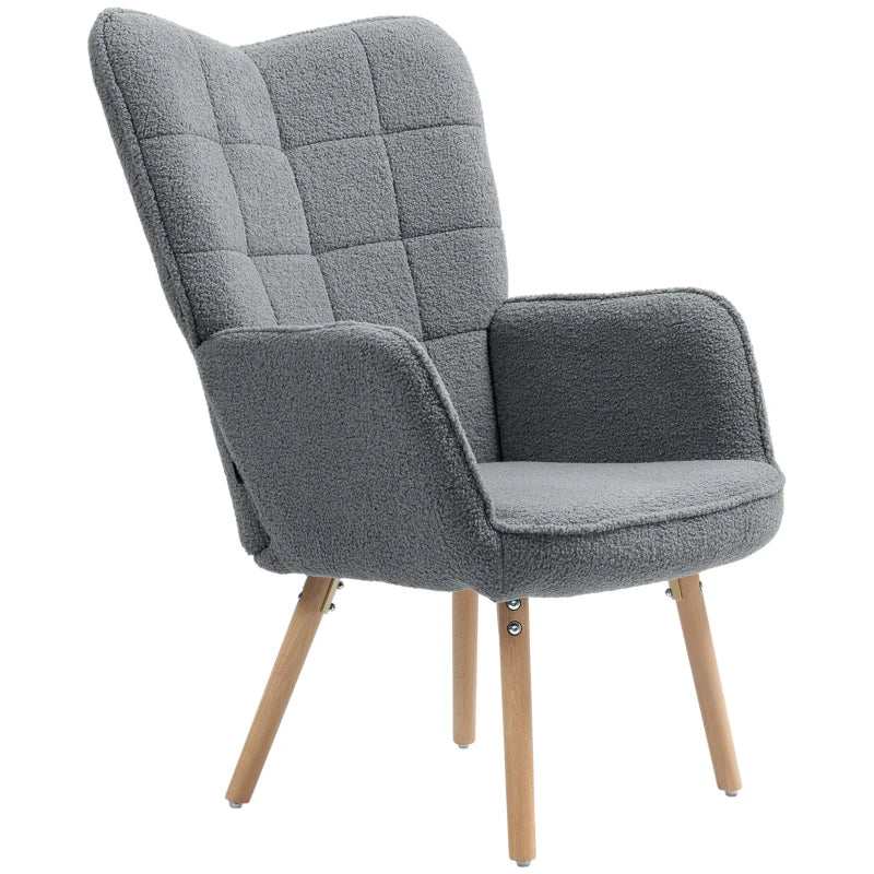 Teddy Fleece Wingback Accent Chair - Grey