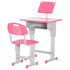 Kids Adjustable Desk and Chair Set, Book Stand, Pen Slot - Pink