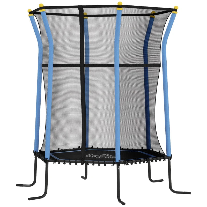 Kids Trampoline Mini Bouncer with Enclosure Safety Net For Ages 3-10 Years - Blue