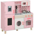 Play Kitchen, Kids Kitchen Set with Lights and Sounds, Double Stoves, Ice Maker, Chalkboard for 3+ Years, Pink
