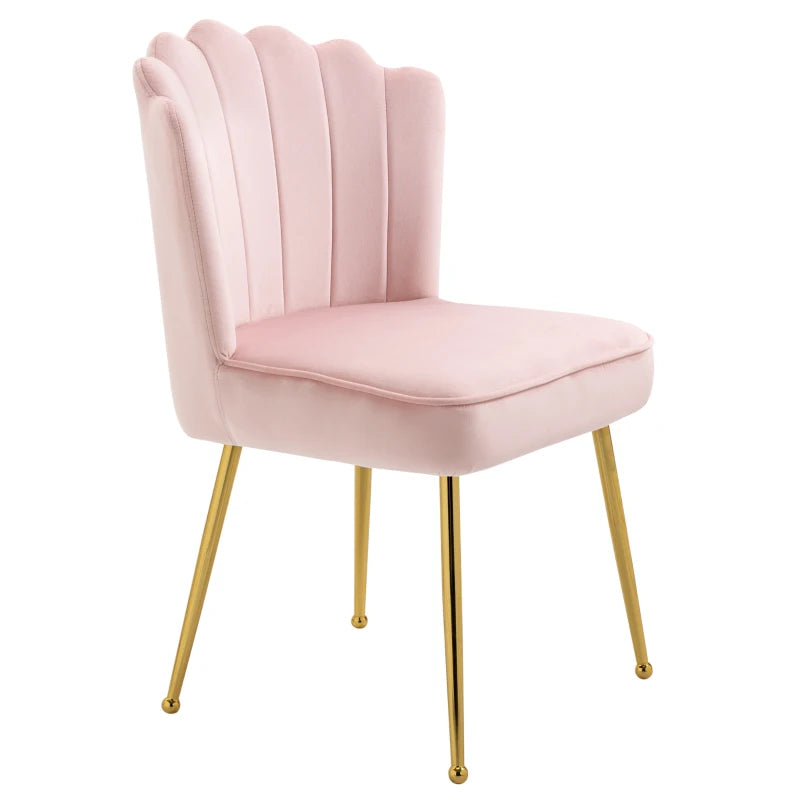 Velvet-Feel Shell Accent Chair - Pink