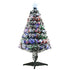 3ft Artificial Prelit Christmas Tree, Snow Xmas Tree with Colourful LED Lighting Fiber Optics, Green White