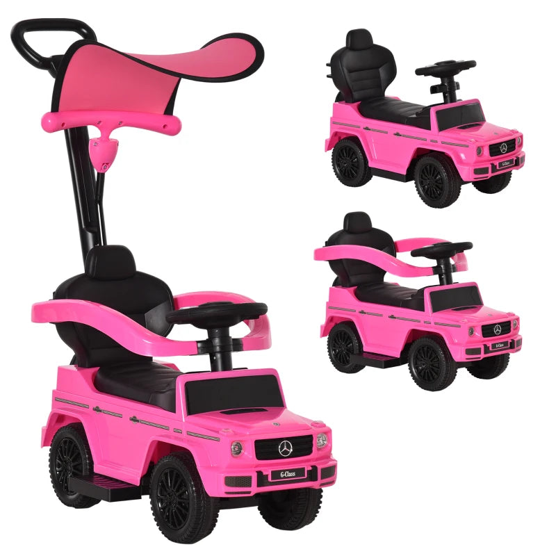 3 in 1 Kids Children Ride on Push Car Toddler Sliding Car G350 Licensed Walker Foot to Floor Slider Push-Along with Horn Steering Wheel NO POWER Manual, Pink