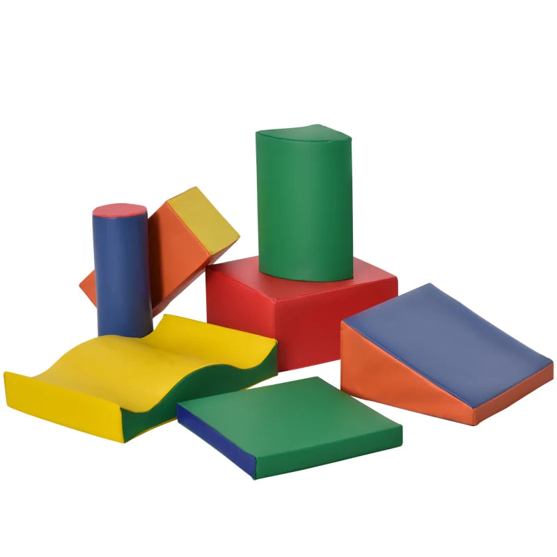 Soft Play Set, 7 Piece Foam Blocks, Toddler Climb and Crawl Activity Set for 1-3 Years, Soft Play Equipment for Building and Stacking, Educational Play, Red