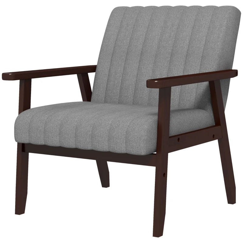 Mid Century Accent Chair, with Wooden Legs - Grey