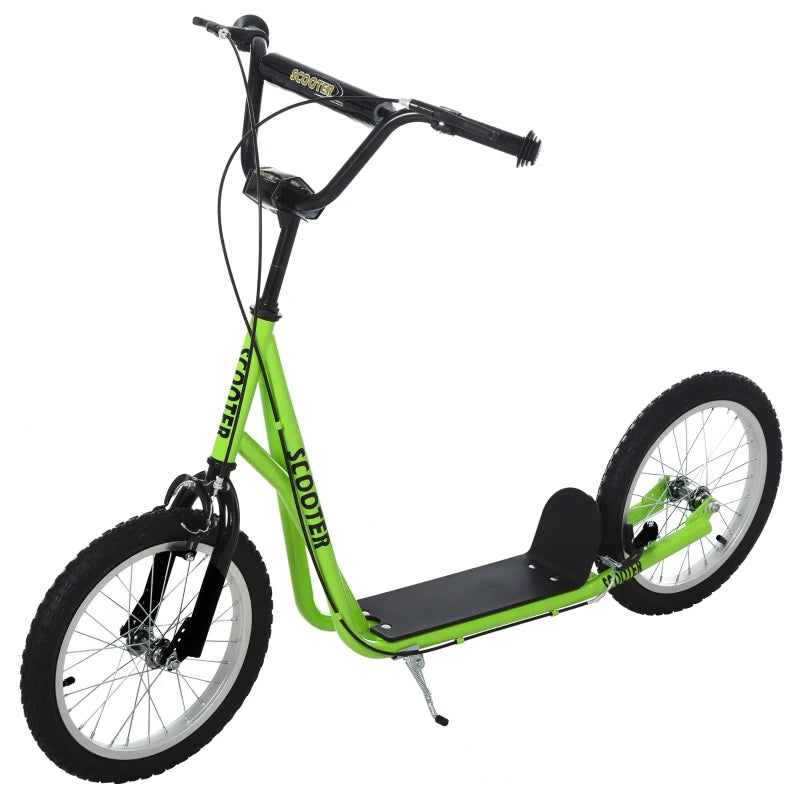Kick Scooters for Kids with Adjustable Height, Anti-Slip Deck, Dual Brakes, Rubber Tyres, for Boys and Girls Aged 5+ Years Old - Green