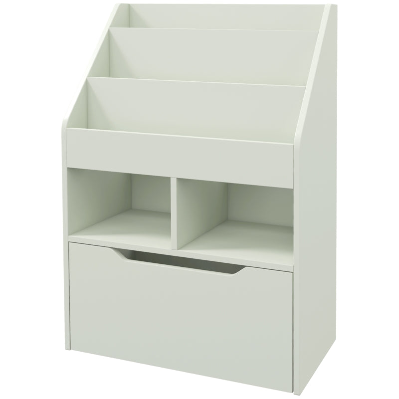 Kids Bookshelf, Toy Organiser, with Storage Drawer, Wheels - Green