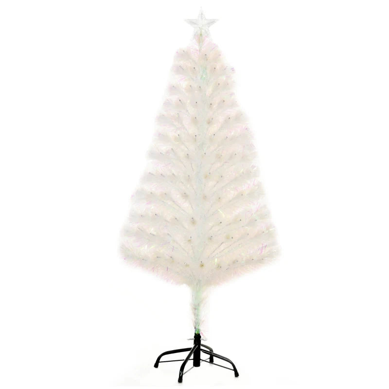 4 Feet Prelit Artificial Christmas Tree with Fiber Optic LED Light, Holiday Home Xmas Decoration, White