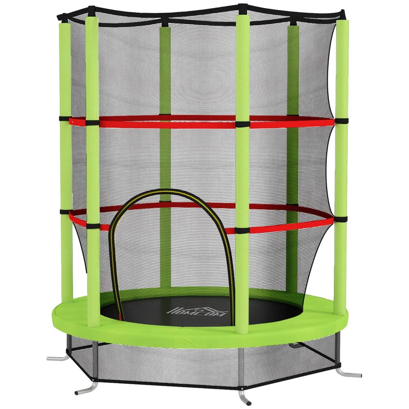 Kids Trampoline, with Enclosure Net, Steel Frame, for Ages 3-6 Years - Green