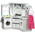 Toy Kitchen with Running Water, Lights, Sounds, Apron and Chef Hat, Water Dispenser, for Ages 3-6 Years, Grey
