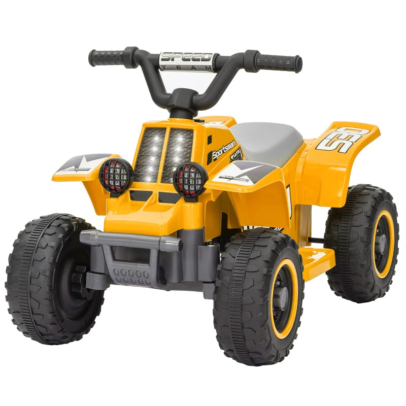 6V Electric Quad Bike for Kids, Ride On ATV w/ Forward/Reverse, Headlights, for Ages 18-36 Months, Yellow
