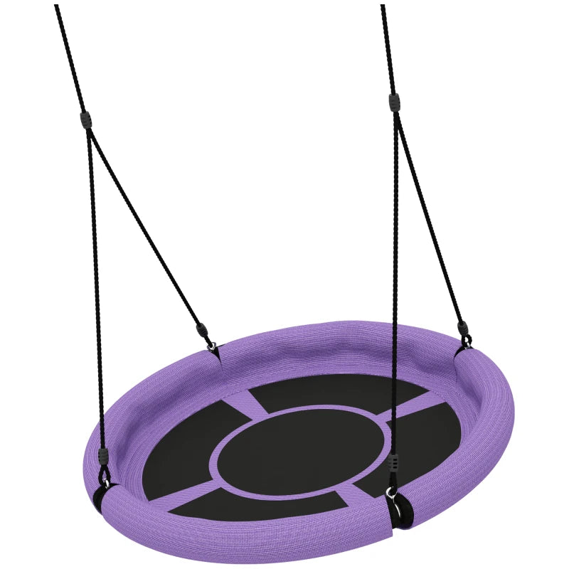 100cm Diameter Nest Seat for Kids with Height Adjustable Hanging Ropes for Outdoor, Playground, Garden, Purple
