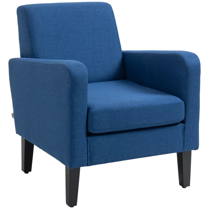 Linen-Look Boxy Armchair - Blue