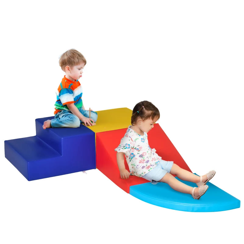 Soft Play 4-piece Climb and Crawl Foam Toddler Stairs and Ramp Colorful Children's Educational Software Activity Toys for Baby Preschooler