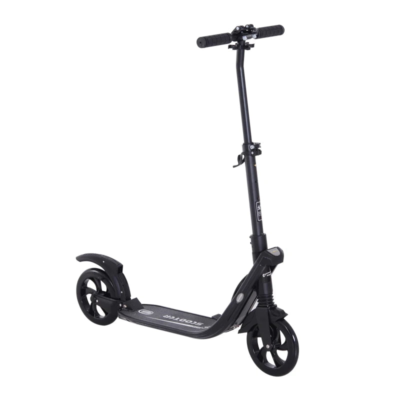 Folding Kick Scooter Hight-Adjustable Urban Scooter w/ Rear Brake, Double Shock Absorption System & 2 Big Wheels, For 14+ Teens Adult, Black
