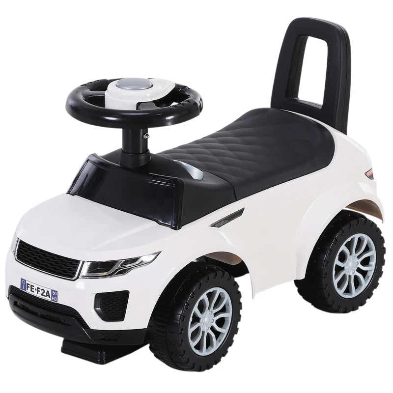 3-in-1 Ride On Car Foot To Floor Slider Toddler w/ Horn Steering Wheel NO POWER Manual Under Seat Storage Safe Design for 1-3 Year Old White