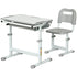 Kids Desk and Chair Set, Student Adjustable Writing Desk, with Drawer, Pen Slot, Hook - Grey