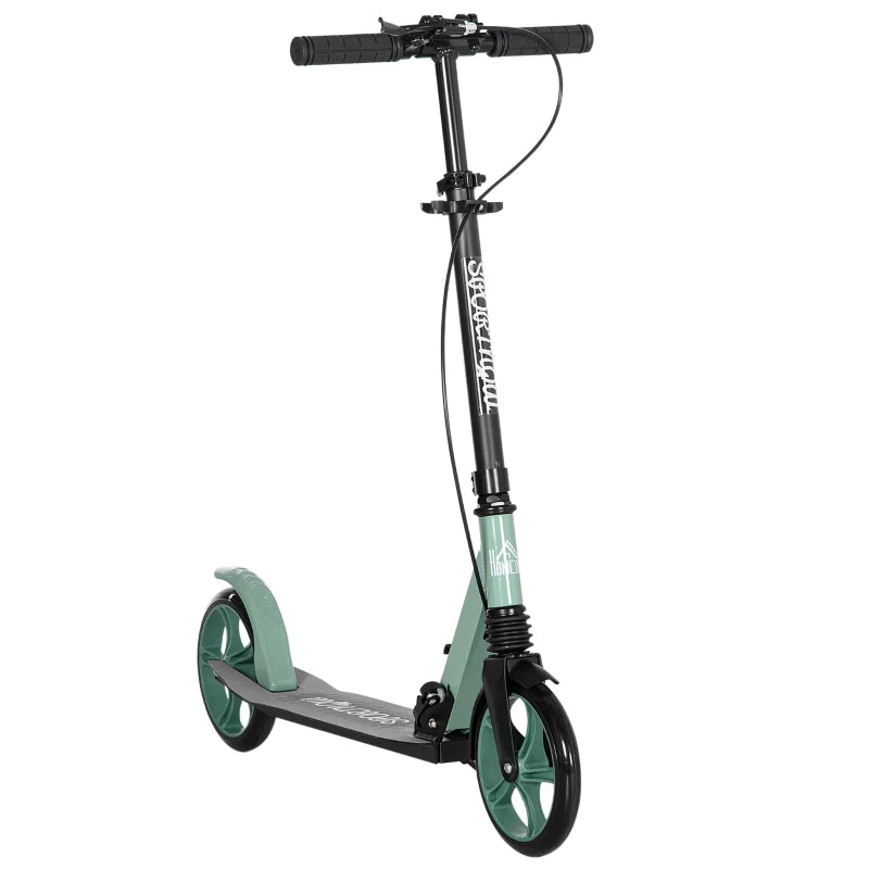One-click Folding Kick Scooter for 14+ w/ Adjustable Handlebar, Push Scooter with Kickstand, Dual Brake System, Shock Absorber, 200mm Wheels & ABEC-9 Bearings