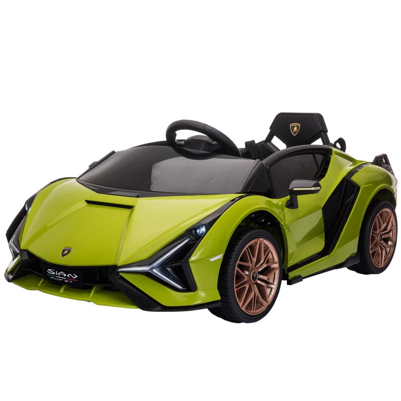 Lamborghini Sian Licensed 12V Kids Electric Ride On Car 2 Motors Toy Car with Remote Control Music Lights MP3 for 3-5 Years Green