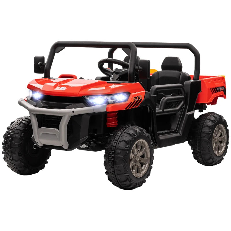 12V 2 Seater Kids Electric Ride-On Car with Electric Bucket, Remote Control - Red