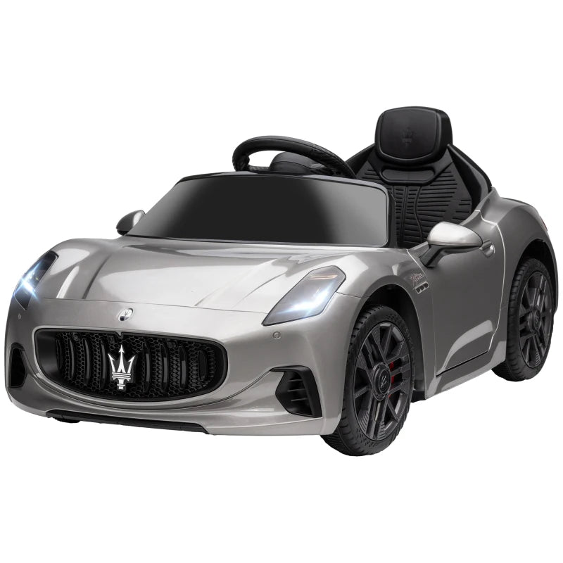 12V Maserati Gran Turismo Folgore Lincesed Kids Electric Car with Remote Control, Soft Start, Grey