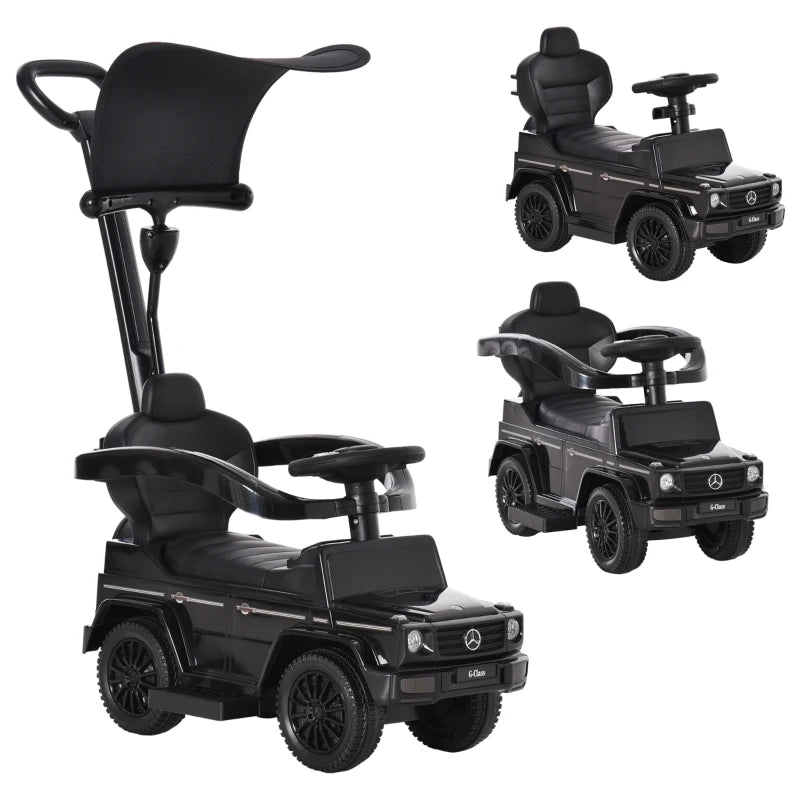3 in 1 Kids Children Ride on Push Car Toddler Sliding Car G350 Licensed Walker Foot to Floor Slider Push-Along with Horn Steering Wheel NO POWER Manual, Black