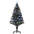 4ft Artificial Prelit Christmas Tree, Snow Xmas Tree with Colourful LED Lighting Fiber Optics, Green White