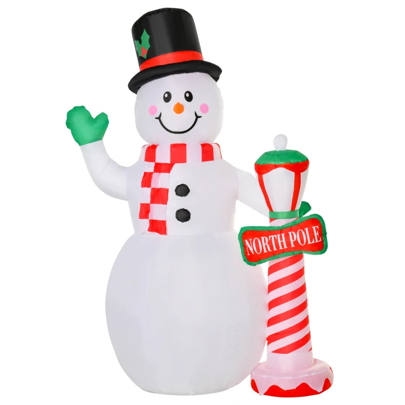 8ft Tall Christmas Inflatable Snowman with Street Lamp, Lighted for Home Indoor Outdoor Garden Lawn Decoration Party Prop