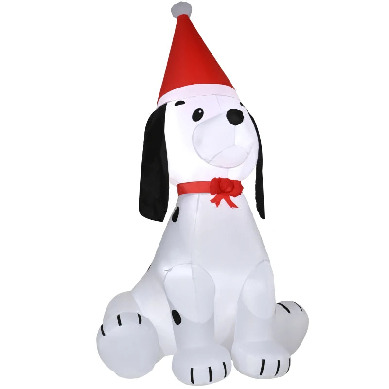 6ft Inflatable Christmas Puppy Dog Wearing Santa Hat Lighted Outdoor Decoration Blow Up Decor for Holiday Indoor