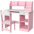Two-Piece Kids Desk and Chair Set with Storage, for Ages 5-8 Years - Pink