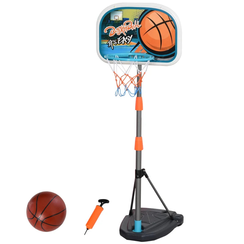 Kids Basketball Hoop and Stand Portable Basketball Stand Set w/ Ball Pump Netting Backboard Adjustable Height from 126 cm to 158 cm
