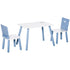 3 Pcs Kids Table & Chairs Set w/ Wood Legs Safe Corners Cute Stars Seating Mini Furniture Home Playroom Bedroom Dining Room Blue