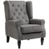 Retro Accent Chair, Linen Wingback Armchair with Wood Frame Button Tufted Design for Living Room Bedroom, Dark Grey