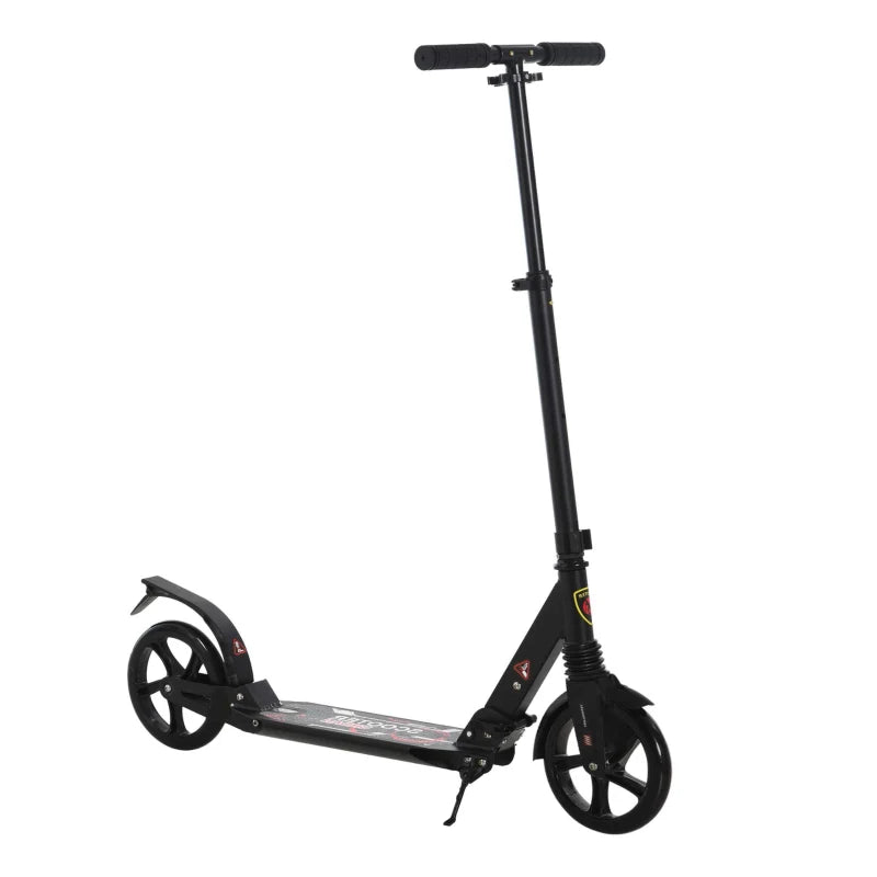 Folding Kick Scooter, Adjustable Ride On Scooter with 200mm Big Wheels and Double Shock Absorption, Urban Scooter for 14+ Teens Adult, Black
