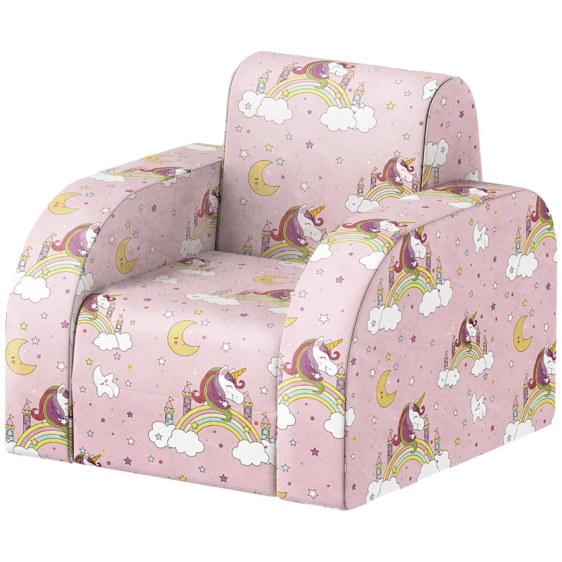 Foldable Toddler Chair Soft Snuggle Sponge Filled for Bedroom Playroom, Aged 18 Months to 3 Years - Pink