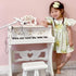37 Keys Kids Piano Mini Electronic Keyboard Light Kids Musical Instrument Educational Game Children Grand Piano Toy Set w/Stool & Microphone & Music Stand (White)