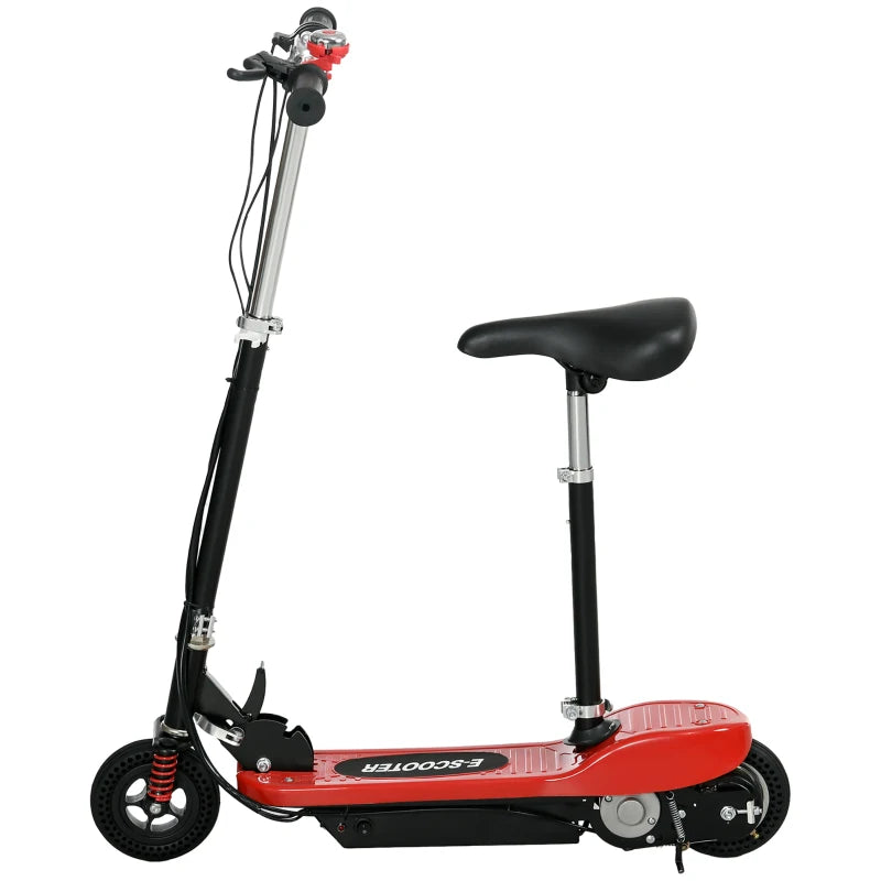 Steel Ride on Powered Scooter, Folding E-Scooter with Warning Bell, 15km/h Maximum Speed, for 6-14 Years Old, Red