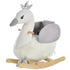 Kids Rocking Horse, Children Plush Ride On Swan Animal Rocker w/ Sound, Wood Base Seat, Safety Belt, Baby Toy Rocker for Toddler 18 - 36 Months, White and Grey