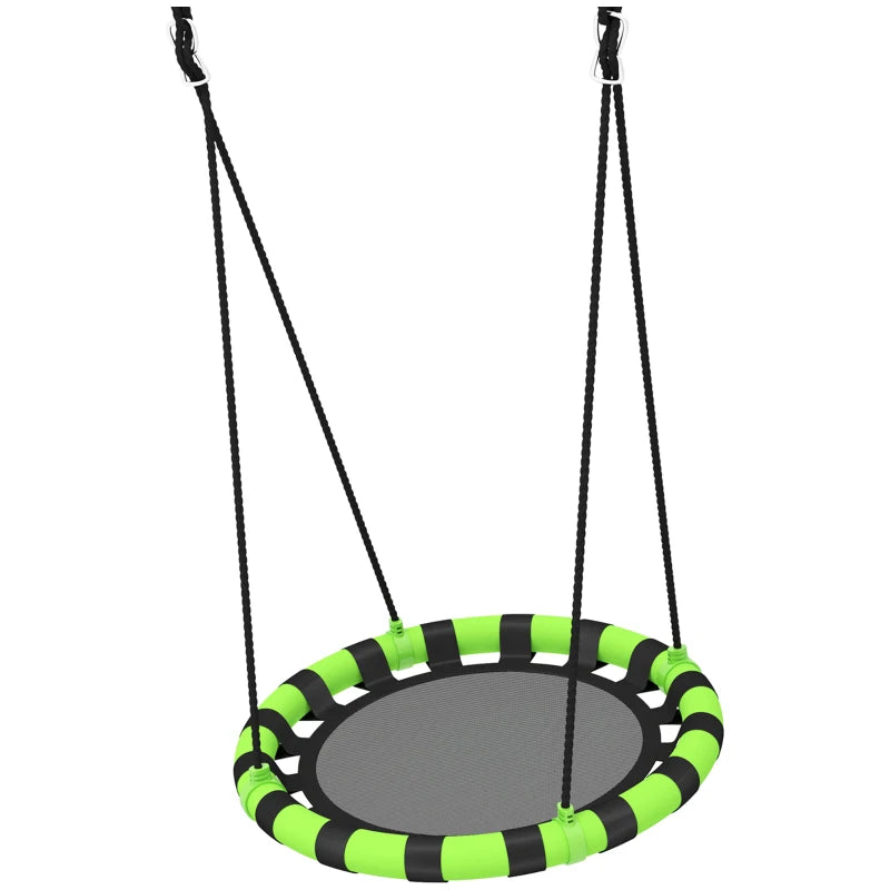 60cm Diameter Kid Nest Swing Seat with Height Adjustable Ropes, for Outdoor, Indoor, Black/Green