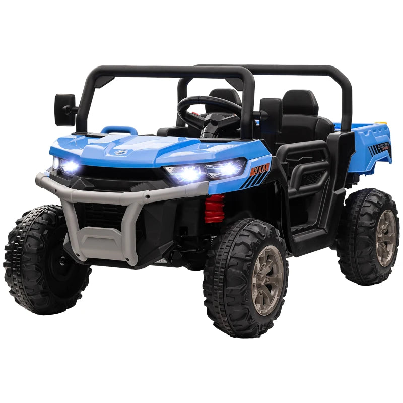 12V 2 Seater Kids Electric Ride-On Car with Electric Bucket, Remote Control - Blue