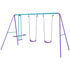 Metal Swing Set, with Seesaw, Adjustable Height, for Ages 3+ Years, Purple