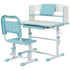 Height Adjustable Kids Study Table and Chair Set, with Drawer, Storage Shelf, 80 x 54.5 x 104 cm, Blue