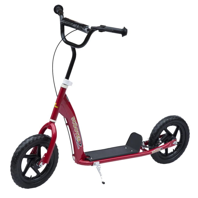 Kids Scooter Kick Scooter, with 12" EVA Tyres, Rear Brake, Big Wheels Scooter for 5-12 Years , Red