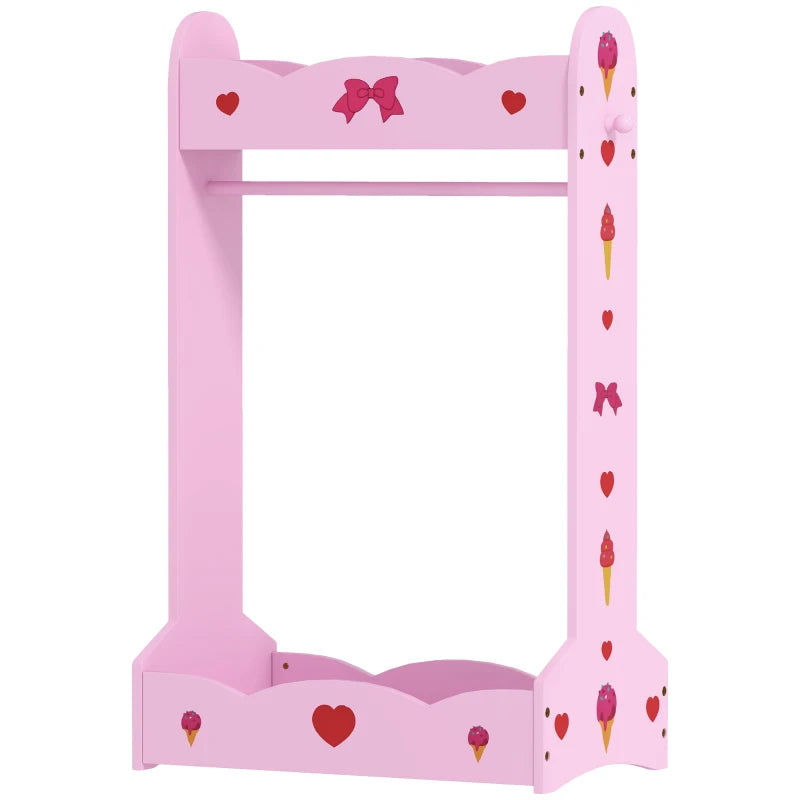 Kids Clothes Rail with Two Shelves, for 3-8 Years, Pink